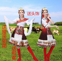 新款女裝藏族舞蹈服裝演出服裝民族舞蹈表演服水袖西藏雪蓮花藏族