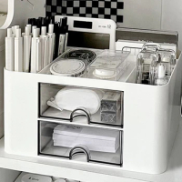 1pc desktop drawer multi grid stationery storage box, large capacity office pen holder multifunctional storage box
