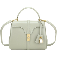 CELINE 賽琳 16手袋 小型 緞面小牛皮手提/斜背兩用包(灰綠色)