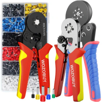 Tubular Terminal Crimper Kit 0.08-16mm² /0.25-10mm² HSC8 6-4/6-6/16-6 Electrical Crimping Pliers Clamp Sets Wire Tips Hand Tools