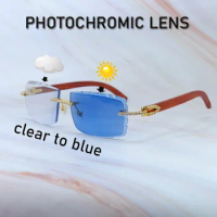 Rhinestones Color Change Diamond Cut Photochromic Lenses 4 Season Glasses Two Colors Sunglasses Carter Wood Sun Glasses