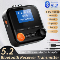 Bluetooth 5.2 Transmitter Receiver LED Display TF Card Play RCA 3.5mm AUX HIFI Audio Wireless Adapter For Car PC TV Headphones