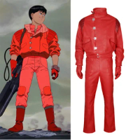 Akira Jacket Shotaro Kaneda Adult Cosplay Coat Pants Red PU Leather Jacket Pilot Racing Suit Halloween Fancy Outfit