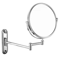Makeup mirror Wall hanging Metal round 6/8 "double-sided folding Hotel bathroom 3x magnification Vanity mirror Beauty mirror