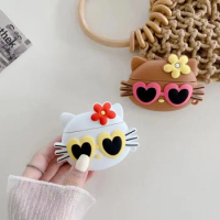 3D Cartoon Earphone Silicone Case For Airpods 1/2/3/Pro Protective Cover Cute Sunglasses Kitty Headset Cases For Airpods Pro 2