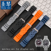Waterproof Silicone Strap 20mm 22mm Black Blue Orange Watchband For Seiko PROSPEX Series Men's Sport Wristband