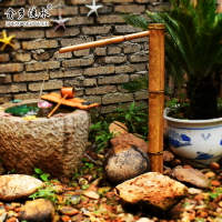 日式竹流水擺件 庭院竹子裝飾造魚缸石槽循環流水噴泉 竹子流水器
