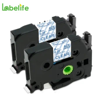 Labelife 2 Pack TZe-113 6mm*8m Blue on Clear Label Tape Compatible for Brother TZe-113 , TZ-113 for label make