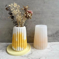 High Striped Silicone Mold Vase Big Size Home Decor Concrete Pots Vase Mold Stripe Design Flower Arranger Epoxy Resin Molds