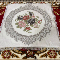 อาสนะผ้าทอลายดอกกุหลาบ ขนาด 65x65 ซม ความหนา 10 และ 30 มม มีซิปถอดซักได้ โพลีเอสเตอร์ 100%