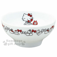 小禮堂 Hello Kitty 日製陶瓷碗《白.講電話.坐姿.蝴蝶結花邊》