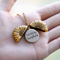 You Are My Sunshine Sunflower Necklaces For Women Rose Gold Silver Color Long Chain Female Pendant Choker Necklace Jewelry 2020
