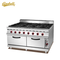 Stainless Steel 8 Burner Gas Stove With Oven/8 Heads Commercial Stove Burner