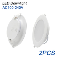 Modern 2pcs LED Downlights for Ceiling, Energy-Saving Recessed Round Panel Light 110V 220V 20W Indoor Lighting Led Light