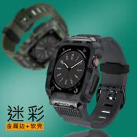 It is suitable for IWATCH12345678SE12 generation metal case soft TPU inner silicon rubber strap protective case applewatch watch