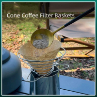 Coffee Filter Stainless Steel Cone Coffee Filter Baskets Pour Over Coffee Dripper Stand Holder Foldable Portable Coffee Filter