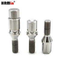 HRmin Extended Anti-Theft Head Cone Seat Gr.5 Titanium Alloy Automobile Vehicle Car Wheel Bolt for French Cars M12x1.25x28mm