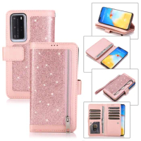 Bling Glitter Case For Huawei P20 P20Pro P20Lite P30Pro P30Lite P30 P40 Pro Leather Wallet Phone Flip Wallet Leather Cover