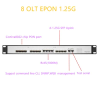 EPON OLT 8 PON port OLT GEPON support L3 Router/Switch 4 SFP 1.25G SC multimode Open software Open software WEB management