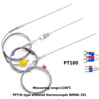 Flexible Bending Probe1100 degree PT100/K Type Ungrounded 1mm 2mm 3mm 5mm Controller Sheathed Thermocouple Temperature Sensor