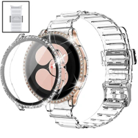 2pcs for samsung galaxy watch 5 4 44mm 40mm band + case galaxy watch5 40mm/44mm TPU strap screen protector bling case bumper