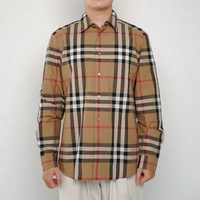 Kemeja BURBERRY CLAVERDON CHECK BEIGE LONG SHIRT 100% ORIGINAL Size XL