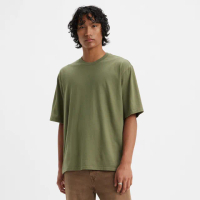 【LEVIS 官方旗艦】男款 短袖T恤 / 220G厚磅 / 全素寬鬆休閒版型 / 軍綠 熱賣單品 A6770-0002