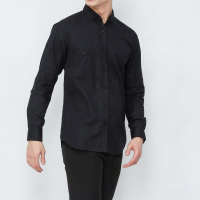 Baju Kemeja polos lengan panjang cowok laki dewasa remaja Hitam elegan mewah casual santai formal Sl