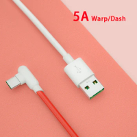 90 Elbow 5A Type-C Warp Dash Charging Cable For OnePlus Nord One Plus 8 Pro 1+8 7T 1+6T OPPO Realme X50 QC3.0 Fast Charging Wire