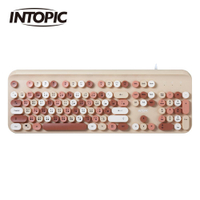 【INTOPIC 廣鼎】KBD-98 炫彩復古圓鍵帽鍵盤-沙漠棕彩【三井3C】