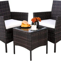Rattan Wicker Chairs Outdoor Patio Bistro Furniture Sets with Cushions For Outdoor Patio Furniture Garden Chair