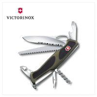 【VICTORINOX 瑞士維氏】Ranger Grip12用瑞士刀/黑綠(0.9563.MWC4)