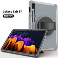 Three Layer Protection Durable Cover with Wrist Strap for Samsung Galaxy Tab S7 T875 T870 S8 X700 X706 Kids Silicone Case