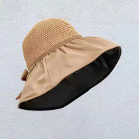 1pc fisherman hat double-sided large hat sunscreen brim UV breathable sun hat fashionable show face small sun hat trend personal
