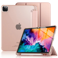 Tri-fold Soft TPU Back Cover Protective Shell For IPad Pro 11 Inch 1st 2nd 3rd 4th generation Tablet Case With Pencil Holder