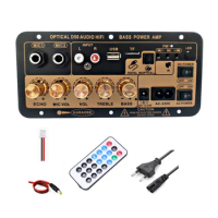 Bluetooth Digital Amplifier Board with Optical Audio Input Karaoke Amplifier Home/Car Subwoofer Amplifier Board(EU Plug)