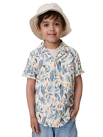 เสื้อเชิ้ตเด็กเล็กผู้ชายแขนสั้น Pure Cotton Toucan Print Mini Me สี Cream Mix