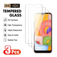 3Pcs Transparent Tempered Glass For Samsung Galaxy A01 A11 A21 A31 A41 A51 A71 Screen Protector M11 M21 M31 M51 Protective Film