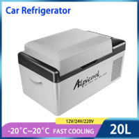 20L Car Mini Refrigerator Alpicool Compressor Refrigeration 12/24V 220V Car Home Freezer Portable Truck Small Fridge for Picnic