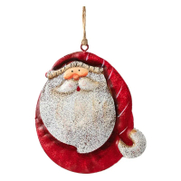 Set hiasan Krismas vintaj daripada tin: Santa Claus, manusia salji, penutup pokok dan bintang gantun