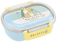 大賀屋 日本製 角落生物 藍 便當盒 安全餐具  收納盒 餐盒 餐具 角落小夥伴 SAN-X 正版 J00015746