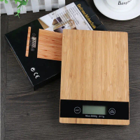 Bamboo Panel Electronic Kitchen Scale, Electronic Scale for Food, Herbs, and Baking, Kitchen Electro