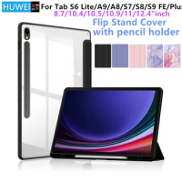 Acrylic Clear Tablet Case For Samsung Tab S9 FE 10.9" S6 Lite 10.4" A8 10.5" S7 S8 S9 11" S7 FE S8 S9 Plus 12.4 A9 Stand Cover