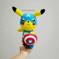 Pikachu Marvel Captain America Original Size 30 cm/ Boneka Pokemon