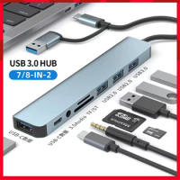 8-IN-2 USB HUB 3.0 USB C HUB Docking Station 5Gbps High Speed Transmission USB Splitter Multi Adapter Adapter For Macbook Pro