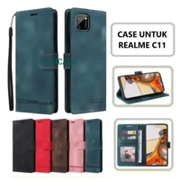 SUNCASE Realme C11 2020 cover hp model dompet multi fungsi flip case wallet leather SUNCASE BROWN