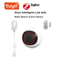 Tuya Zigbee Sound &amp; Flash Audible and Visual Alarm Siren 100dB Sound Monitoring Intelligent Linkage Water Sensor Door Sensor