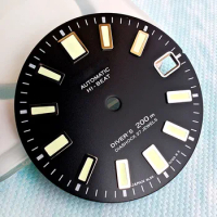 62MAS Dial Black Original Replica NH35 Dial Watch Face Japan C3 Super Bright Night Light 28.5mm 3 o'clock 3.8 o'clock Crown Case