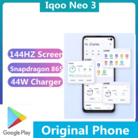 In Stock Vivo Iqoo Neo 3 5G Smart Phone 48.0MP+16.0MP+8.0MP+2.0MP 6.57" 144HZ 44W Charger Snapdragon 865 Android 10.0 Face ID
