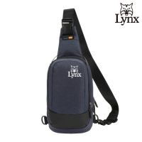 【Lynx】美國山貓極簡休閒防潑水布包單肩包 胸包 深藍色